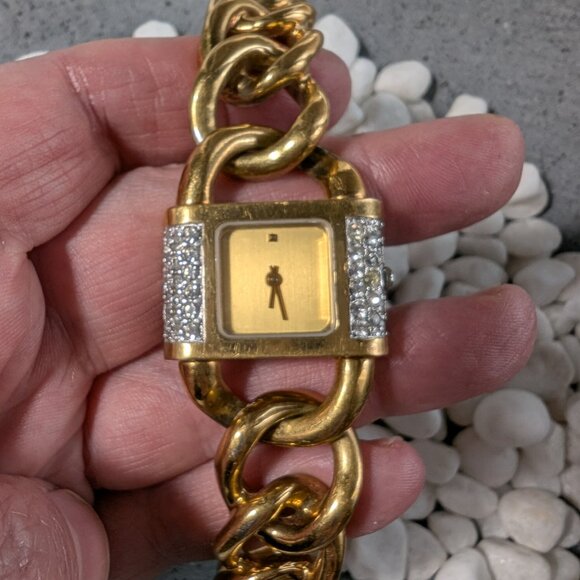 Franklin Mint Watch Designer Alfred Durante Link Bracelet 22k GP Swiss Mov. '89 - Picture 6 of 6